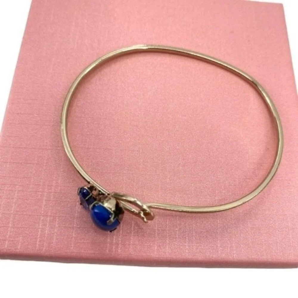 Vintage Blue and Green Bangle Clasp Rhinestone Bracelets